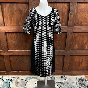 Carlisle Black and White Geometric Midi Dress